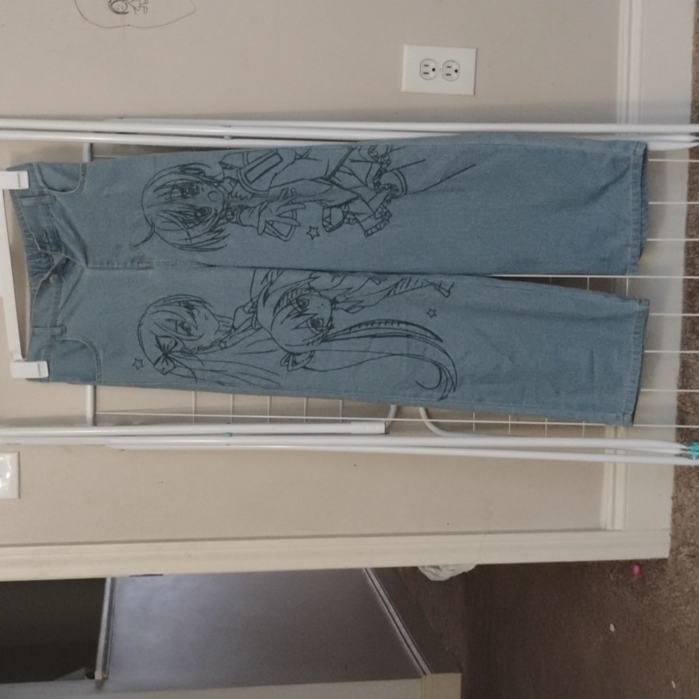 Girls Anime baggy wide leg jeans Sailor Moon type